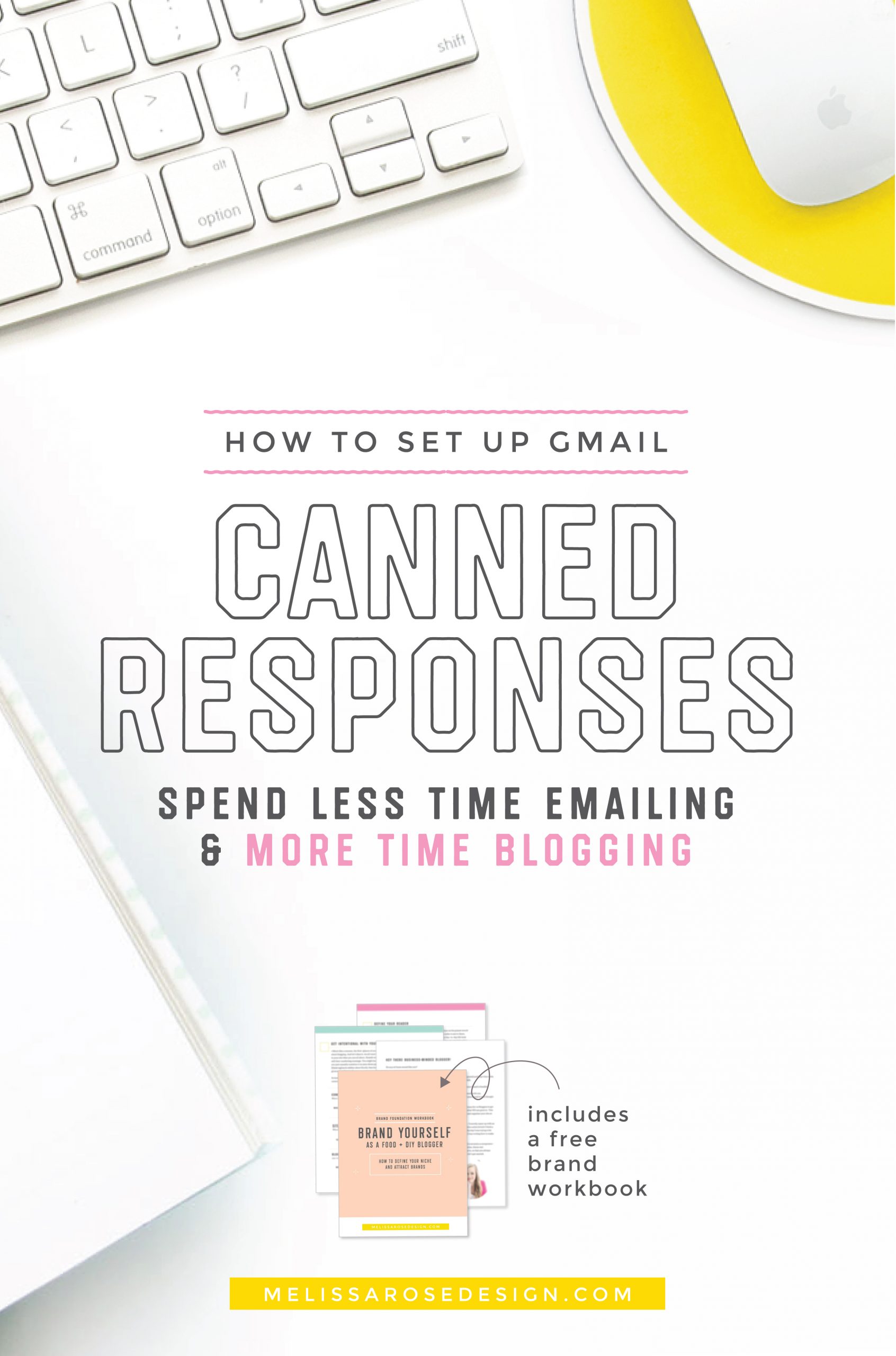 Spend less time emailing & more time blogging by setting up canned responses for emails you send often. Read the post for a step-by-step guide for setting it up in Gmail. | #Blogging #FoodBlog | melissarosedesign.com